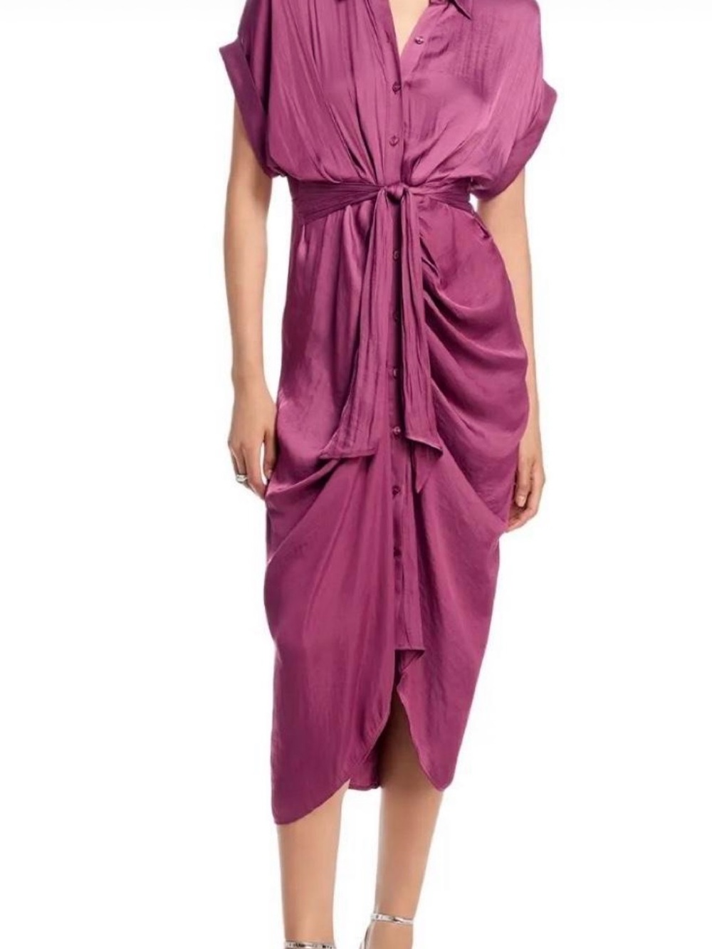 Steve Madden Magenta Ruched Midi Dress